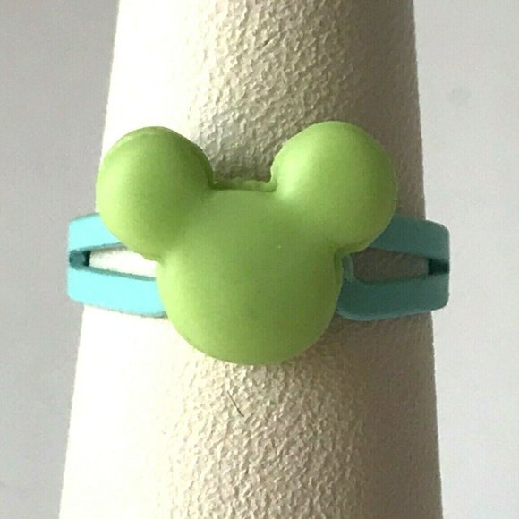 Disney Mickey Mouse Ears Ring Size 5 6 7 Macaroon Snacks Green Aqua - Picture 2 of 11